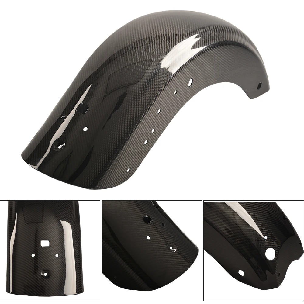 Custom World Motorcycle 3K Carbon Fiber Rear Fender Pre-Drilled Mounting Holes for Touring 23.5-25